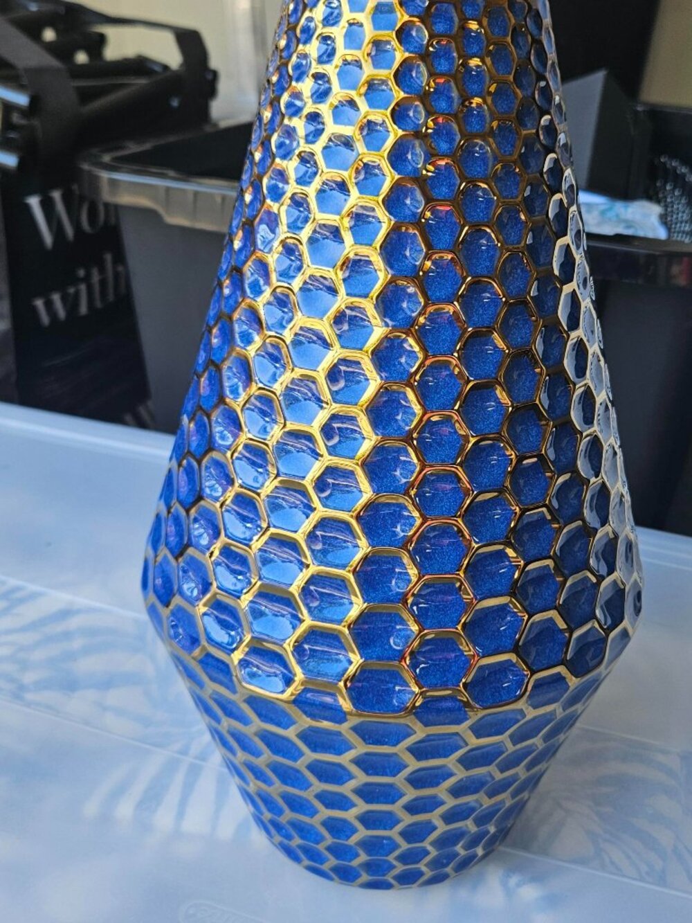 blue and gold vase home decor